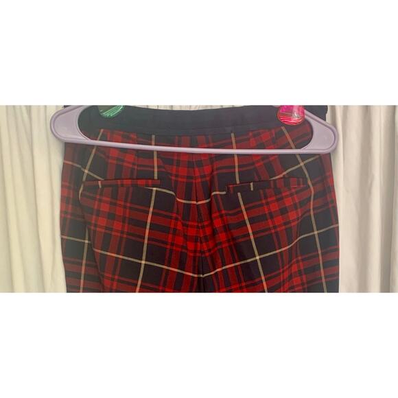 ZARA Basic Red Plaid Tartan Slim Pants Women’s M US 6 Ankle Trouser Check - Picture 2 of 3